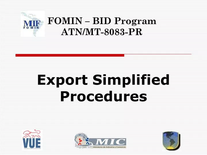 export simplified procedures