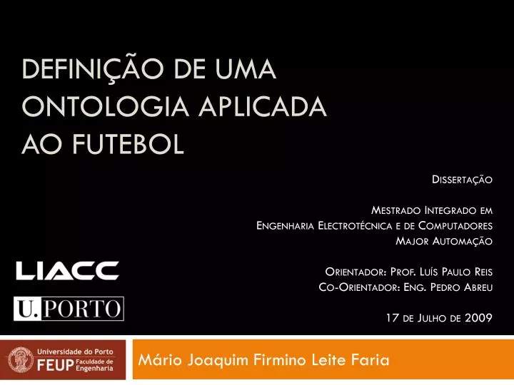 defini o de uma ontologia aplicada ao futebol