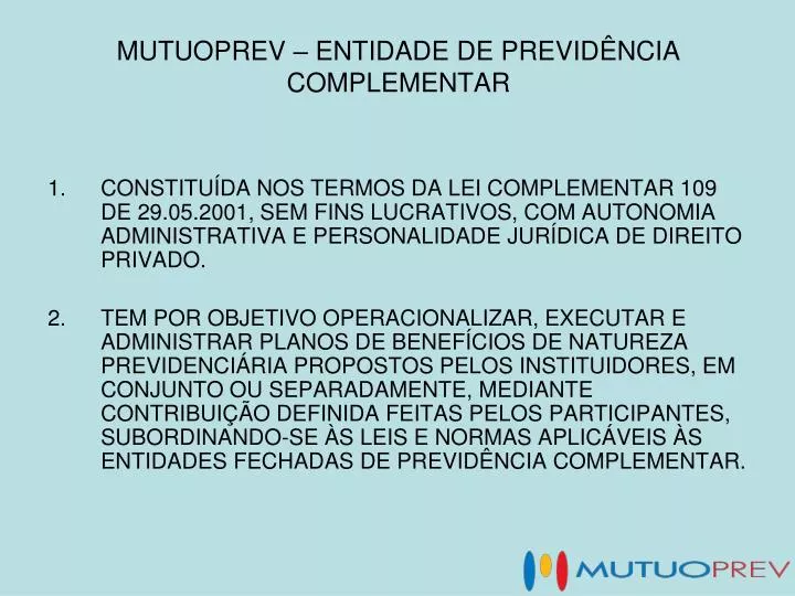 mutuoprev entidade de previd ncia complementar