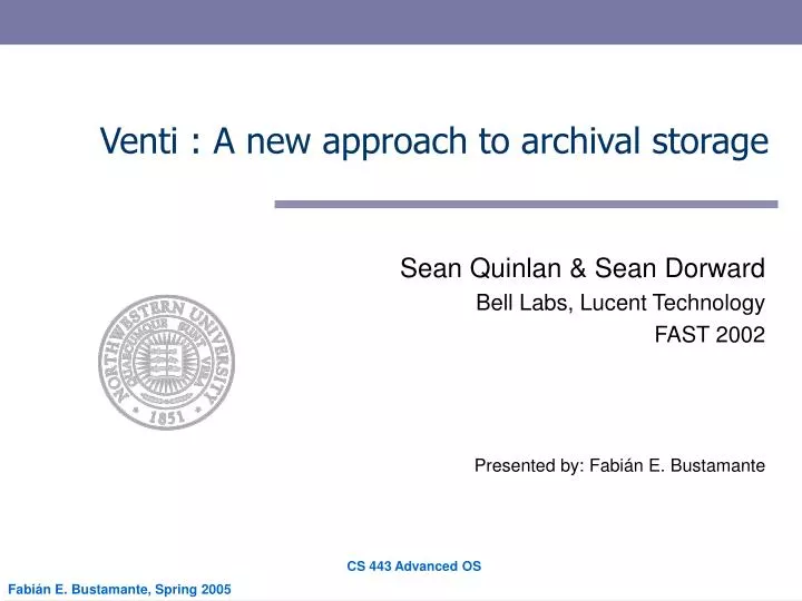 venti a new approach to archival storage