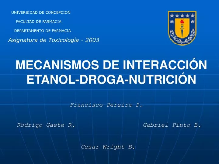 mecanismos de interacci n etanol droga nutrici n