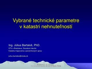 vybran technick parametre v katastri nehnute nost