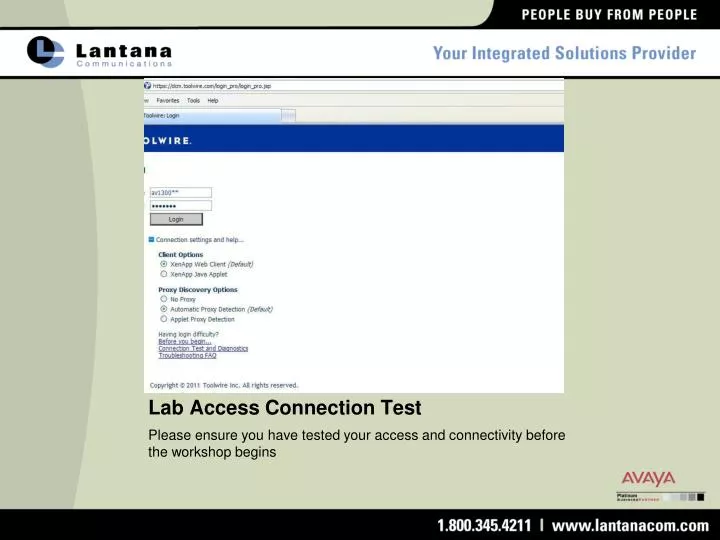 lab access connection test