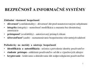 bezpe nos a informa n syst my