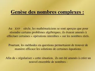 gen se des nombres complexes