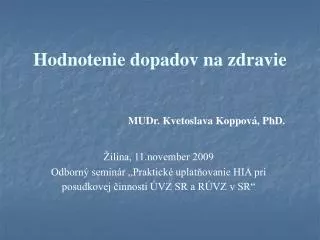 hodnotenie dopadov na zdravie