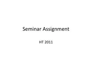 Seminar Assignment