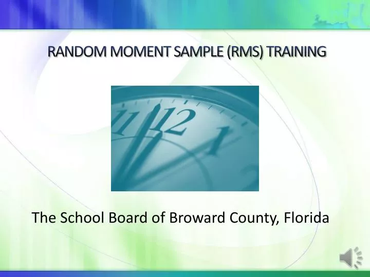 random moment sample rms training