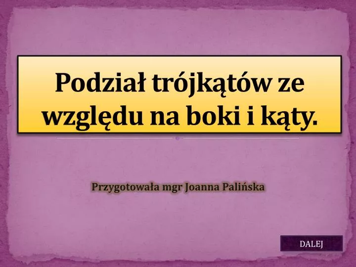 podzia tr jk t w ze wzgl du na boki i k ty