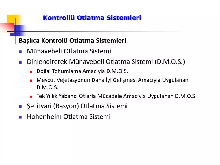 kontroll otlatma sistemleri