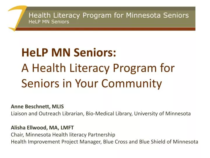 help mn seniors a health literacy program for seniors in your community