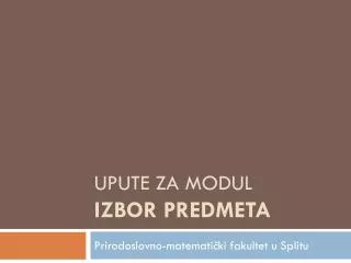 upute za modul izbor predmeta
