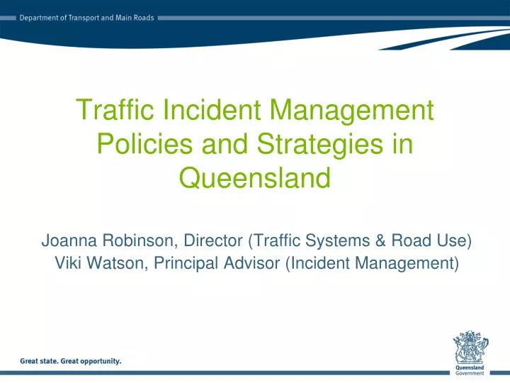 traffic incident management policies and strategies in queensland