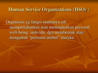 human service organizations hso