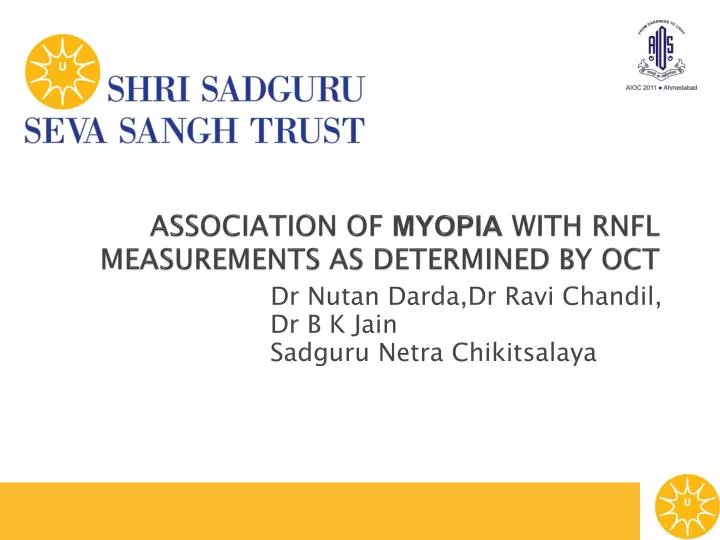 association of myopia with rnfl measurements as determined by oct