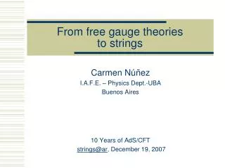 From free gauge theories to strings