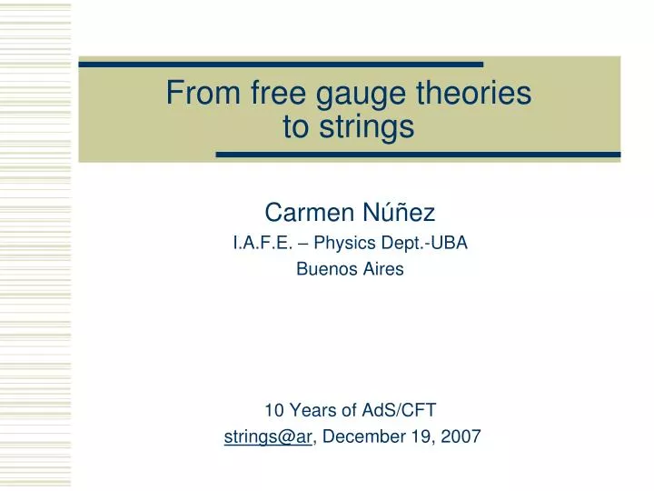 from free gauge theories to strings