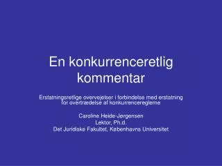 en konkurrenceretlig kommentar