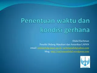 penentuan waktu dan kondisi gerhana