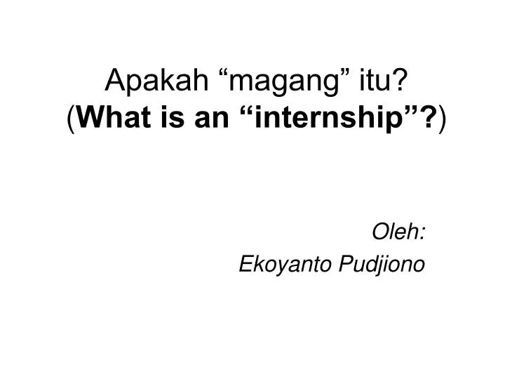apakah magang itu what is an internship