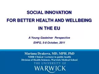 SOCIAL INNOVATION FOR BETTER HEALTH AND WELLBEING IN THE EU A Young Gasteiner Perspective