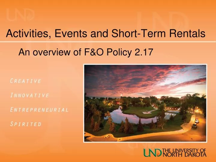 activities events and short term rentals