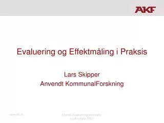 evaluering og effektm ling i praksis