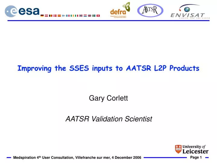 improving the sses inputs to aatsr l2p products