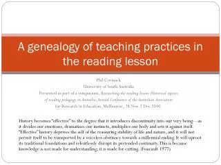 A genealogy of teaching practices in the reading lesson