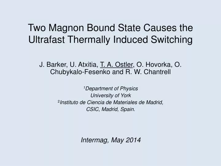 two magnon bound state causes the ultrafast thermally induced switching