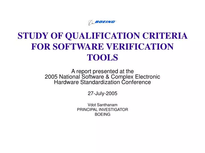 study of qualification criteria for software verification tools