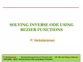 SOLVING INVERSE ODE USING BEZIER FUNCTIONS