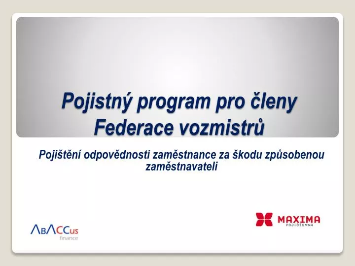 pojistn program pro leny federace vozmistr