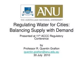 Regulating Water for Cities: Balancing Supply with Demand