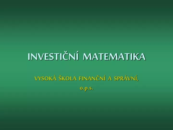 investi n matematika