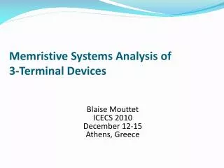 Memristive Systems Analysis of 3-Terminal Devices