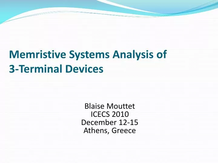 memristive systems analysis of 3 terminal devices