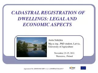 CADASTRAL REGISTRATION OF DWELLINGS: LEGAL AND ECONOMIC ASPECTS