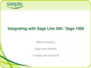 Integrating with Sage Line 500 / Sage 1000