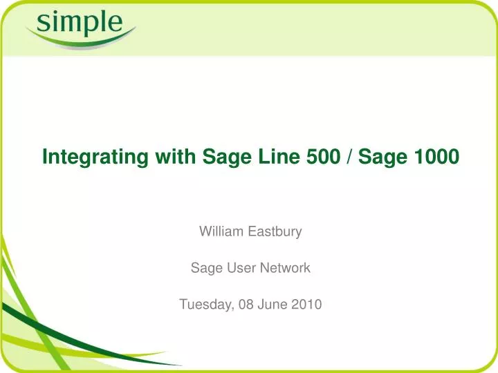 integrating with sage line 500 sage 1000