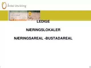 LEDIGE NÆRINGSLOKALER NÆRINGSAREAL -BUSTADAREAL