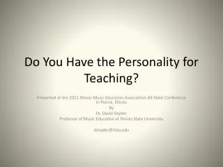 Do You Have the Personality for Teaching?