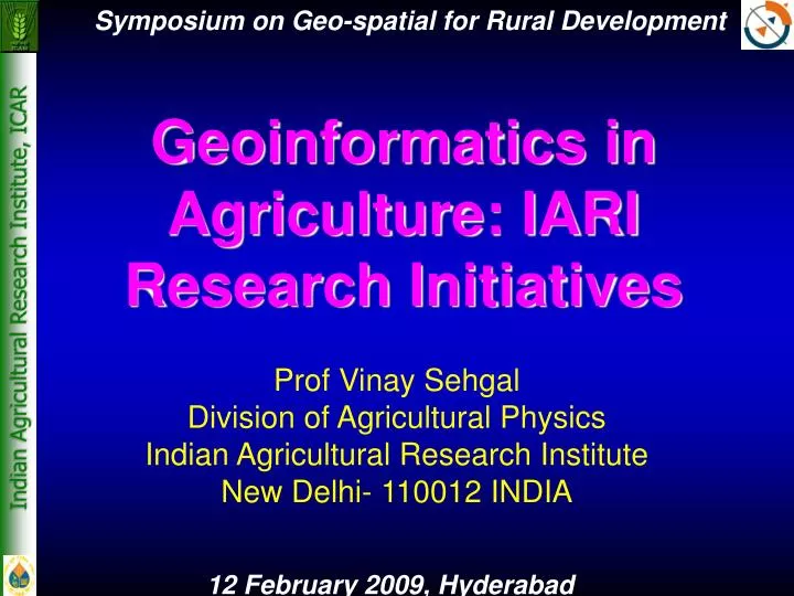geoinformatics in agriculture iari research initiatives