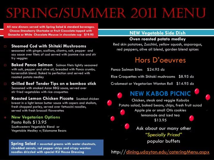 spring summer 2011 menu