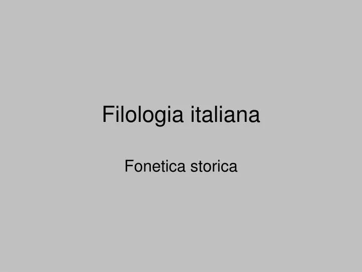 filologia italiana