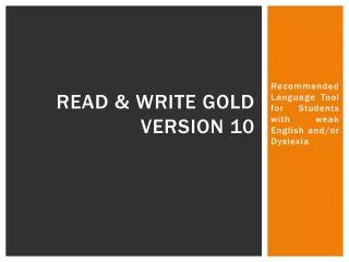 READ &amp; WRITE GOLD VERSION 10