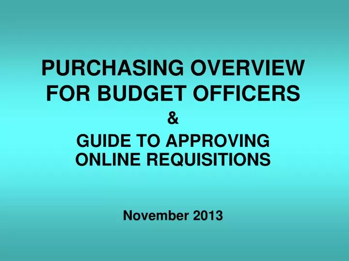 purchasing overview for budget officers