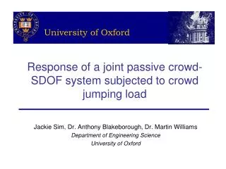 Response of a joint passive crowd-SDOF system subjected to crowd jumping load