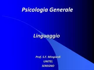 Prof. S.F. Mingiardi UNITEL SEREGNO
