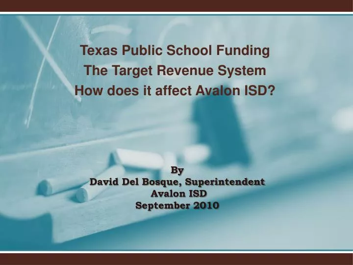 texas public school funding the target revenue system how does it affect avalon isd